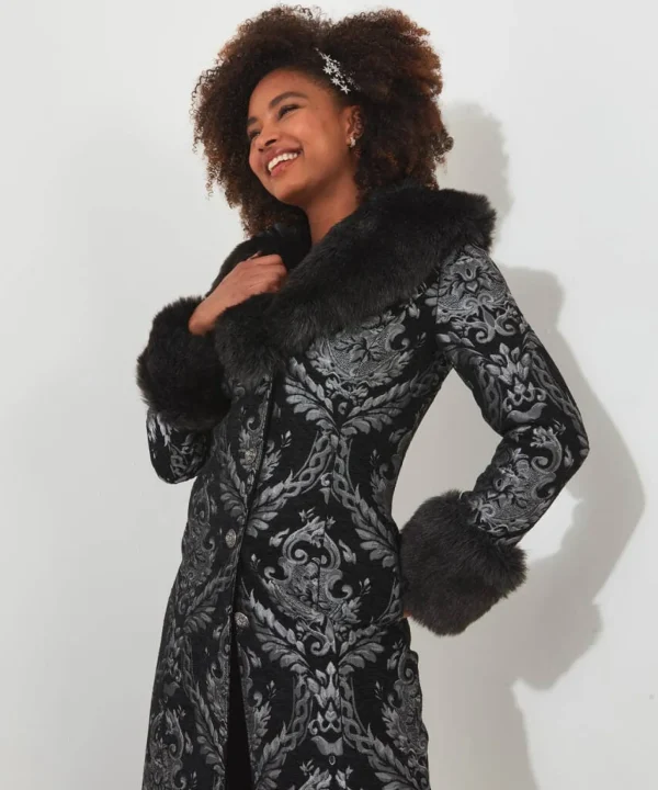Shop Women's Collection | Occasion Outfits | Coats & Jackets | Top Picks | Top Picks | Women's Joe Browns Statement Jacquard Coat Black/Silver