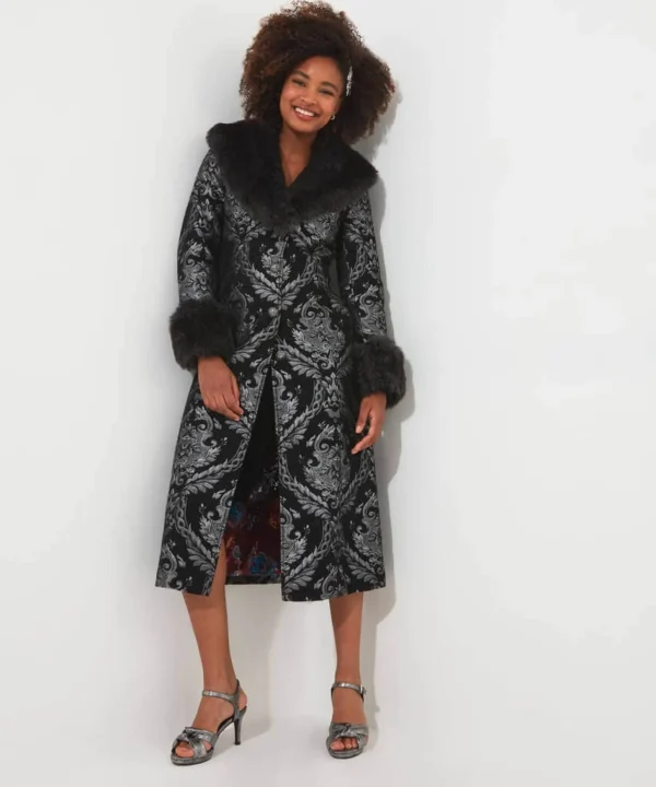 Shop Women's Collection | Occasion Outfits | Coats & Jackets | Top Picks | Top Picks | Women's Joe Browns Statement Jacquard Coat Black/Silver