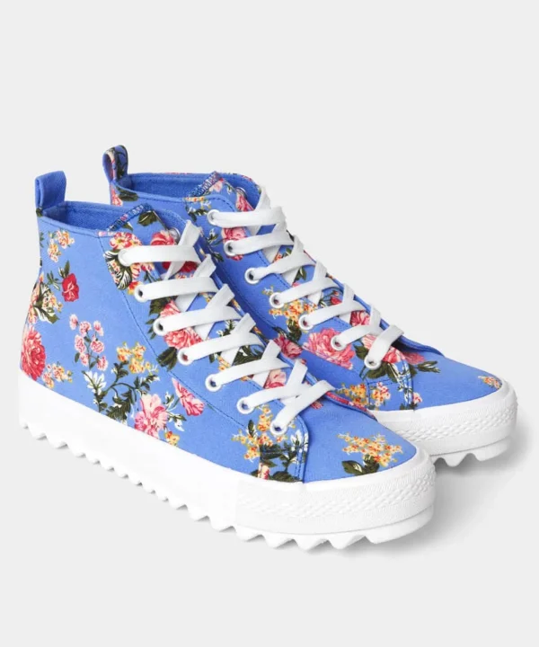 Sale Boots & Shoes | Women's Joe Browns Summer Meadow Chunky High Tops Blue
