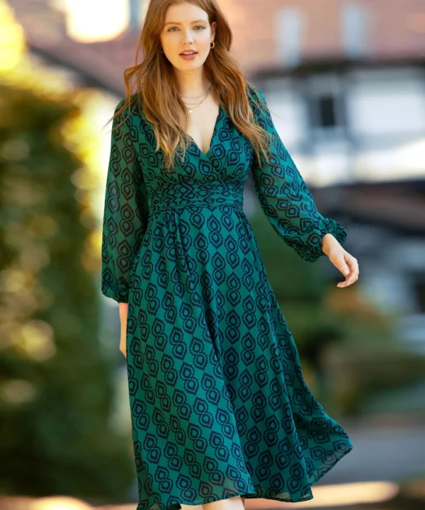 Shop Women's Collection | Midi Dresses | Dresses | Sale Dresses | Top Picks | Top Picks | Women's | Women's Joe Browns Tamzin Printed Dress Green