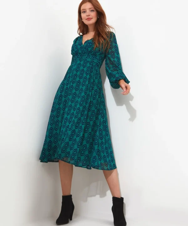 Shop Women's Collection | Midi Dresses | Dresses | Sale Dresses | Top Picks | Top Picks | Women's | Women's Joe Browns Tamzin Printed Dress Green