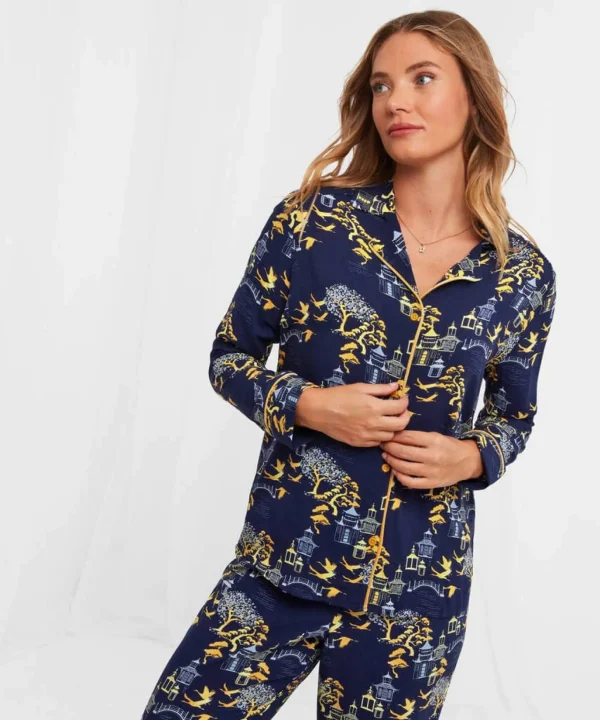 Sale Pyjamas & Loungewear | Women's Joe Browns Tantalizing Toile Boutique PJ Top Navy