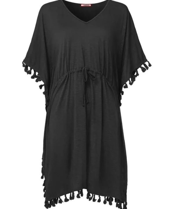 Sale Accessories & Jewellery | Sale Tops, Tunics & Blouses | Women's | Women's Joe Browns Tassel Trim Boho Beach Cover Up Black / Blue