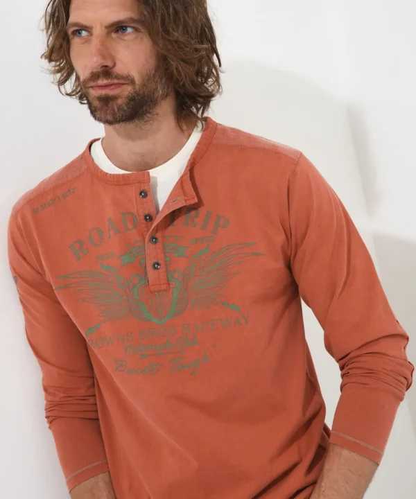 Shop Men's Collection | Henley Tops | Layering Essentials | Tops & T-Shirts | Sale Tops & T-Shirts | Top Picks | Men，s | Men，s | Men，s | Men，s Joe Browns Timeless Trip Henley Orange