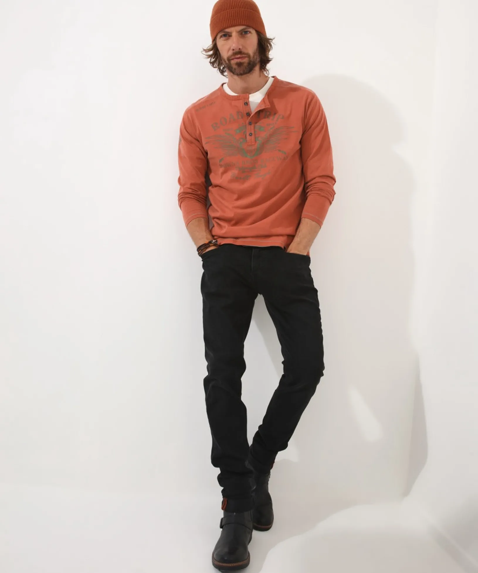 timeless_trip_henley_3.webp Shop Men's Collection | Henley Tops | Layering Essentials | Tops & T-Shirts | Sale Tops & T-Shirts | Top Picks | Men,s | Men,s | Men,s | Men,s Joe Browns Timeless Trip Henley Orange