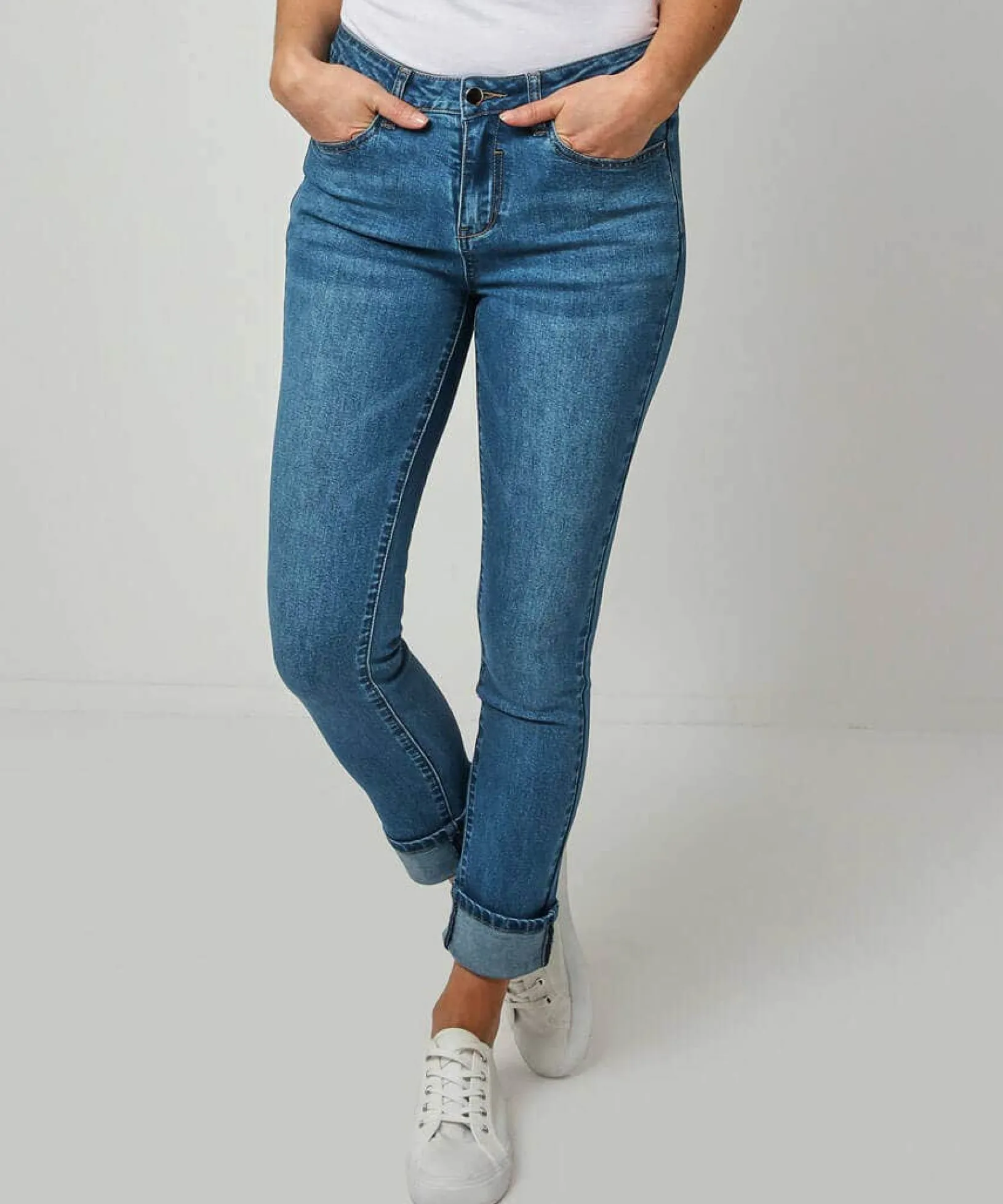 turn_up_jeans_0.webp Sale Jeans & Trousers | Women's Joe Browns Turn Up Jeans Mid Denim / Indigo