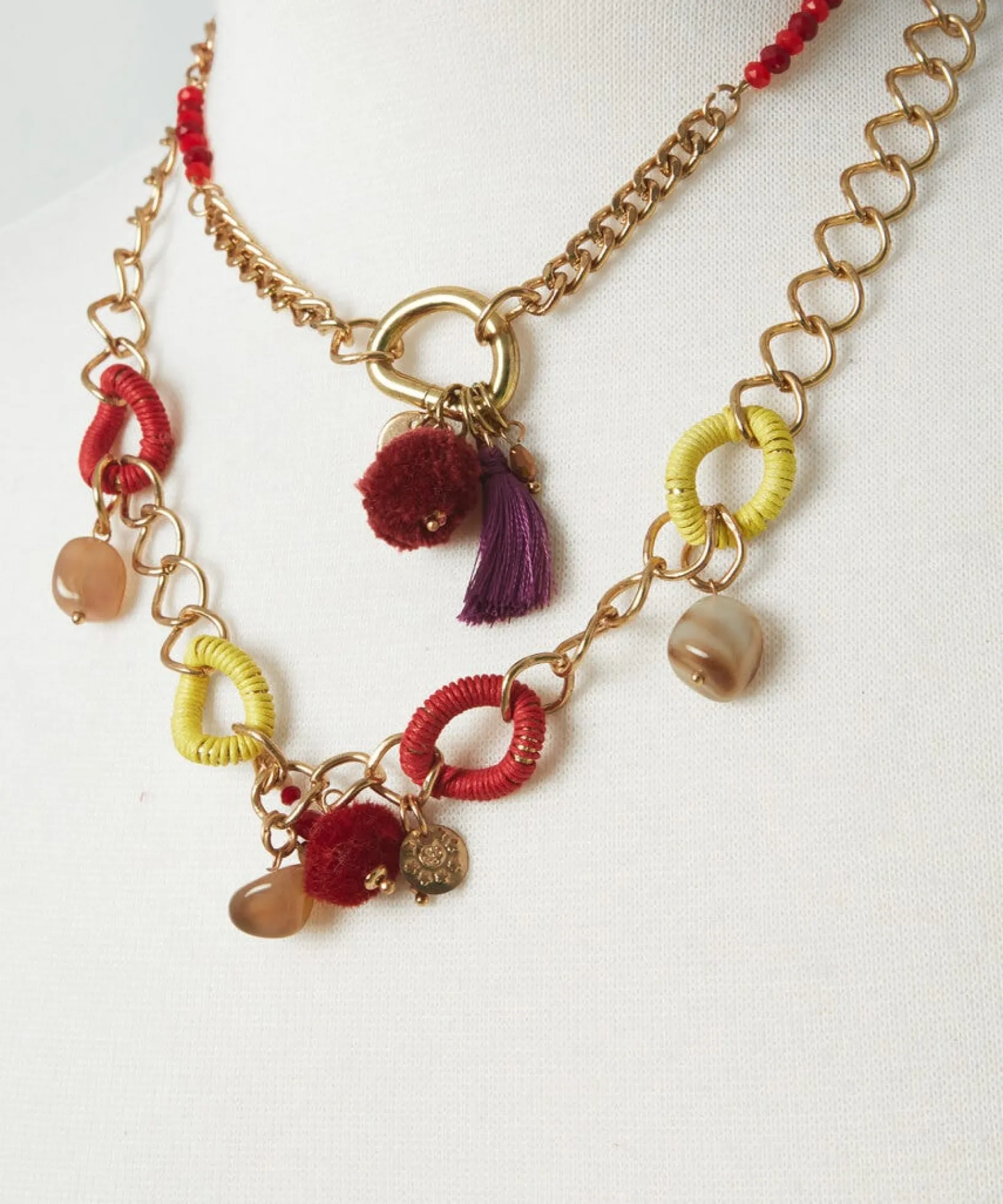 unique_boho_chain_necklac_1.webp Sale Accessories & Jewellery | Women's Joe Browns Unique Boho Chain Necklace Red Multi
