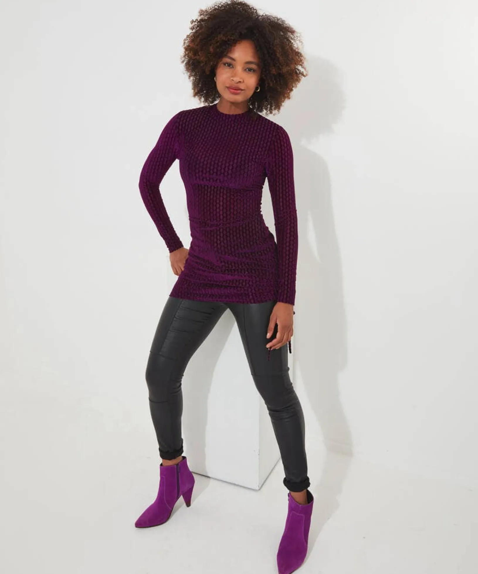 with_a_difference_ruched__2.webp Shop Women's Collection | Tops, Tunics & Blouses | Sale Tops, Tunics & Blouses | Top Picks | Women's | Women's Joe Browns With A Difference Ruched Tunic Purple