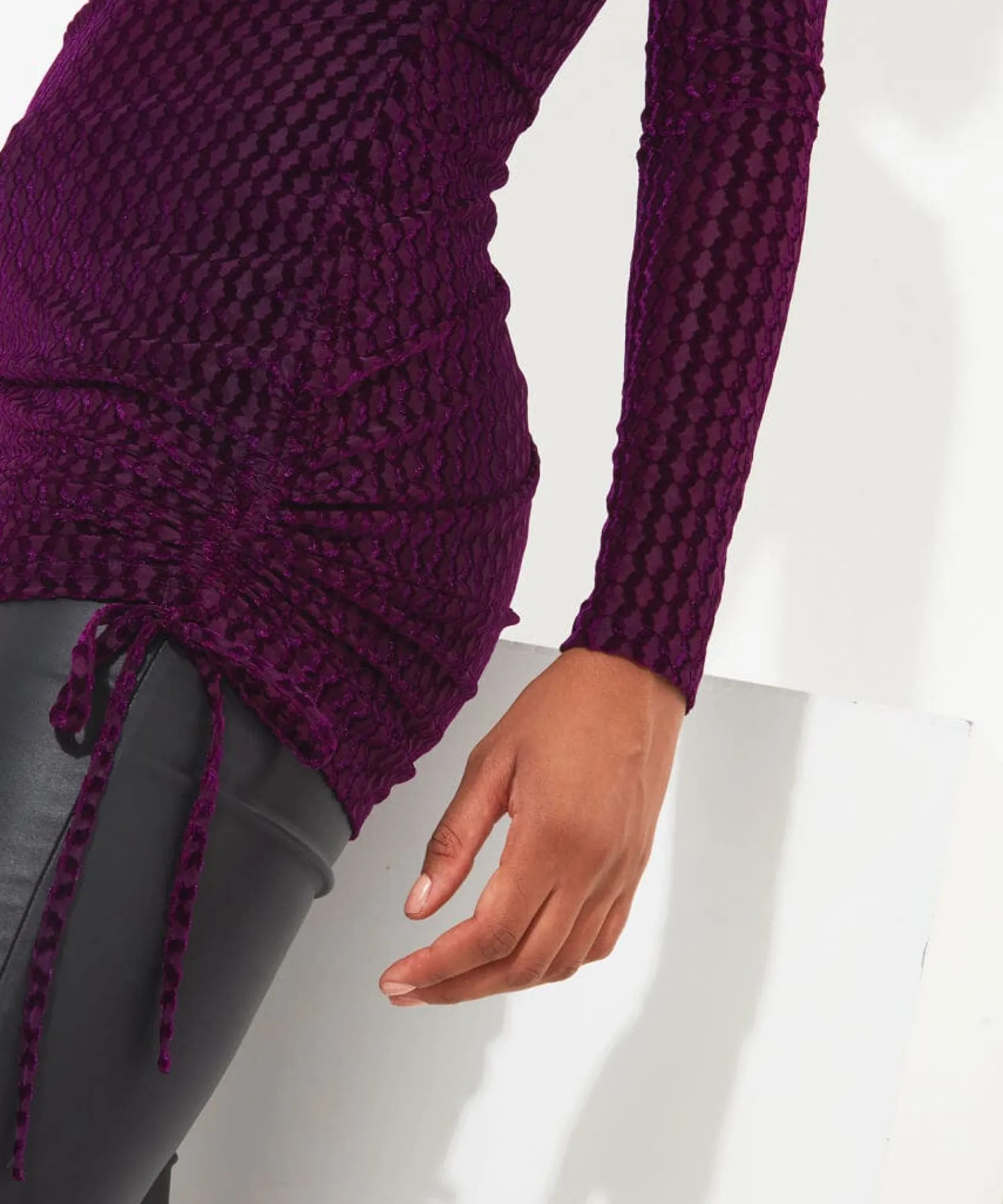 with_a_difference_ruched__4.webp Shop Women's Collection | Tops, Tunics & Blouses | Sale Tops, Tunics & Blouses | Top Picks | Women's | Women's Joe Browns With A Difference Ruched Tunic Purple