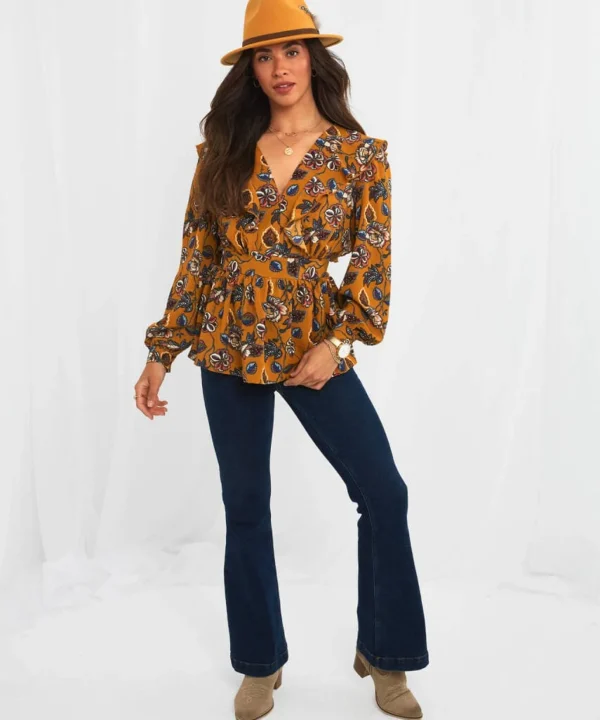 Sale Tops, Tunics & Blouses | Women's Joe Browns Wonderful Floral Frill Top Ochre