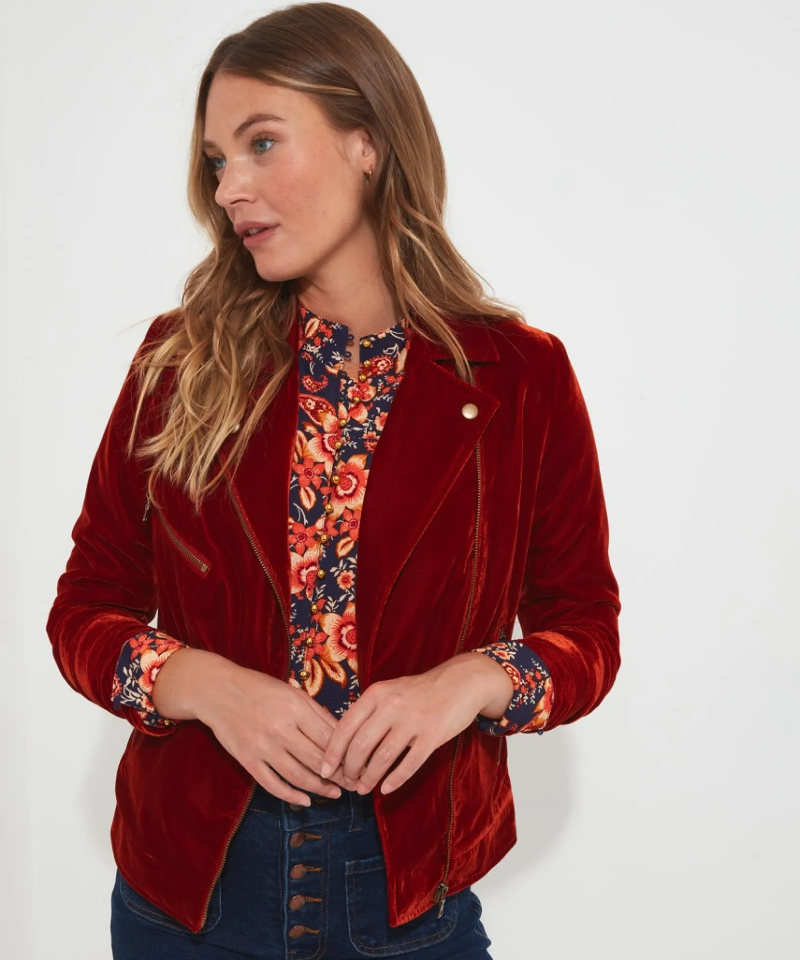 wonderfully_velour_jacket_0.webp Coats & Jackets | Sale Coats & Jacket | Women's | Women's Joe Browns Wonderfully Velour Jacket Rust